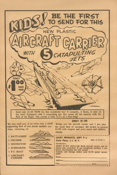 Advertisement: "Aircraft Carrier." Kathy #17 (September 1955). Standard Comics 