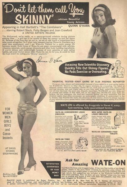 Advertisement: “Don’t Let Them Call You Skinny.” Plastic Man #11 (1963). Super Comics. 