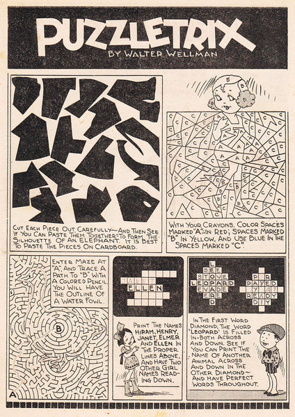 Documentary paratext: “Puzzletrix.” More Fun Comics #32 (June 1938). Detective Comics. 