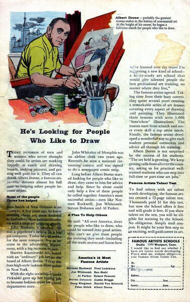 Advertisement: “He’s Looking for People Who Like to Draw.” Fantastic Four #1 (November 1961). Marvel Comics. 
