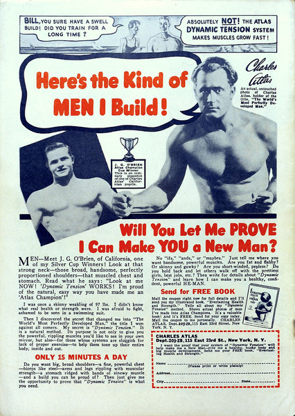 Advertisement: "Here's the Kind of Men I Build!" Heroic Comics #16 (January 1943). Eastern Color. 