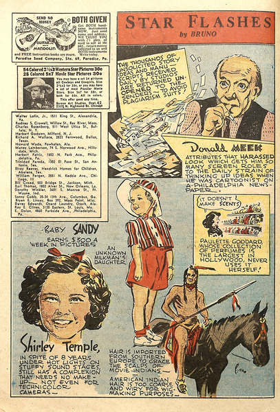Documentary paratext: "Star Flashes." Heroic Comics #17 (March 1943). Eastern Color. 