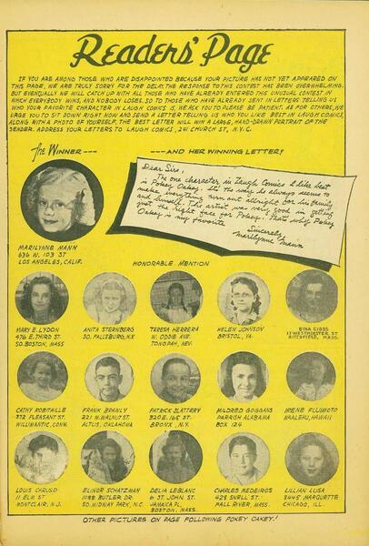 Documentary paratext: "Readers' Page." Laugh Comix #47 (October 1944). MLJ Magazines. 