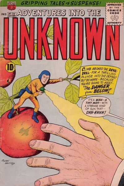 Cover: Adventures into the Unknown #120 (October 1960). American Comics Group. 
