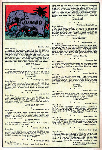 Correspondence: Jumbo Comics #105 (November 1947). Fiction House. 