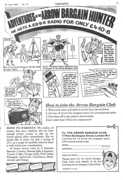 Advertisement: Fantastic! #71 (22 June 1968). 