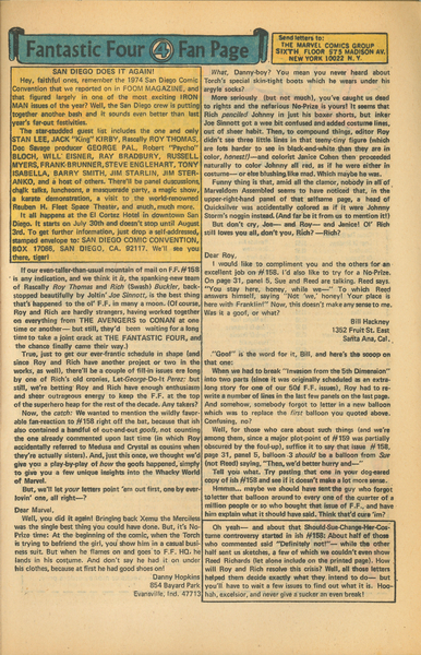 Correspondence: Fantastic Four #162 (September 1975). Marvel Comics. 