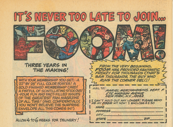Advertisement: Fantastic Four #162 (September 1975). Marvel Comics. 