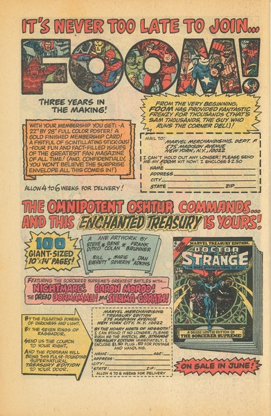 Advertisement: Fantastic Four #162 (September 1975). Marvel Comics. 