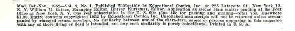 Publisher’s peritext: Mad #1 (10 July 1952).  