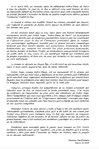 Epigraph: Notre Dame de Paris - Un roman graphique de Damien MacDonald (03 June 2020). 