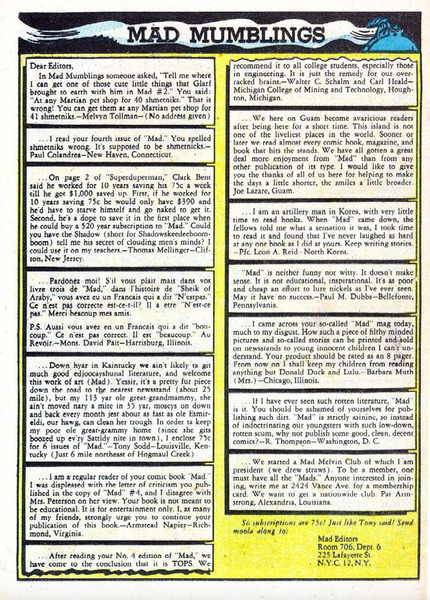 Correspondence: Mad #6 (25 May 1953). 