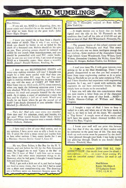 Correspondence: Mad #1 (10 July 1952).  