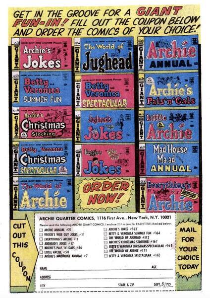 Advertisement: Betty and Veronica #171 (March 1970). 