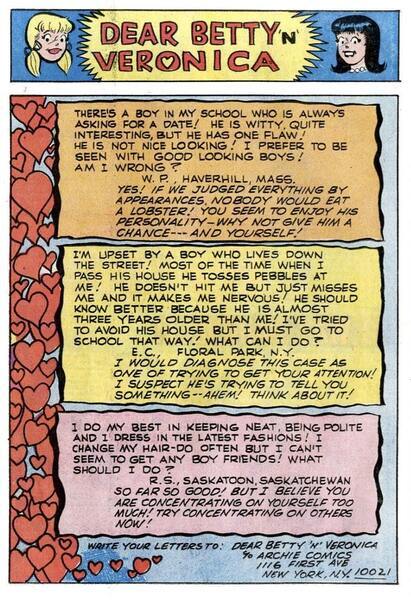 Correspondence: Betty and Veronica #171 (March 1970). 