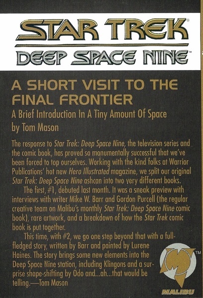 Editorial: Star Trek Deep Space Nine Limited Edition Preview #2 (July 1993). 