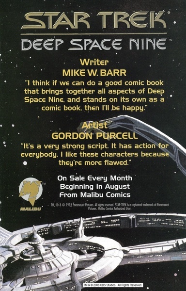 Advertisement: Star Trek Deep Space Nine Limited Edition Preview #2 (July 1993). 