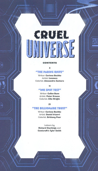 Table of contents: Cruel Universe #5 (December 2024). 