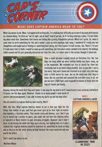 Note: Captain America #698 (April 2018). 