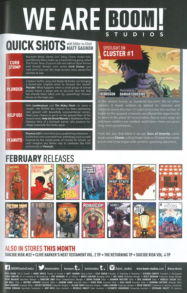 Publisher’s peritext: “We are Boom! Studios.” Dawn of the Planet of the Apes #4 (February 2015). 