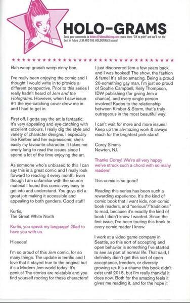 Correspondence: Jem & the Holograms #5 (July 2015). 