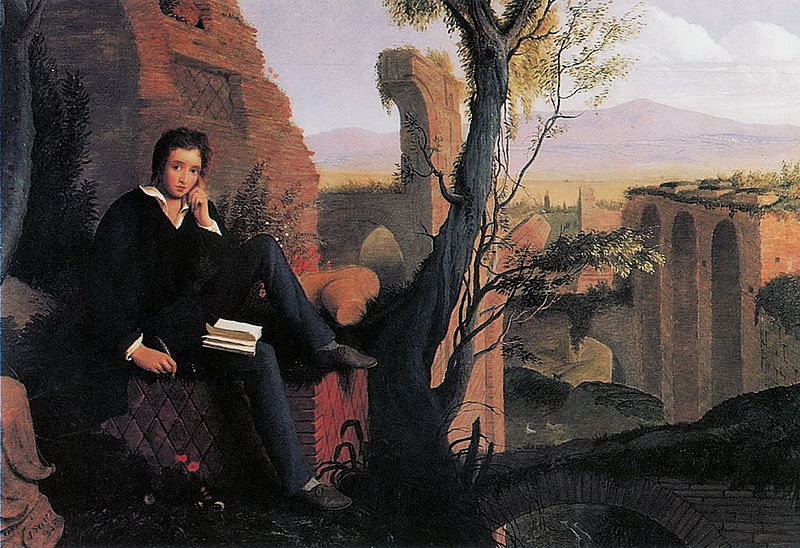 Joseph Severn, Posthumous Portrait of Shelley Writing Prometheus Unbound (1845).