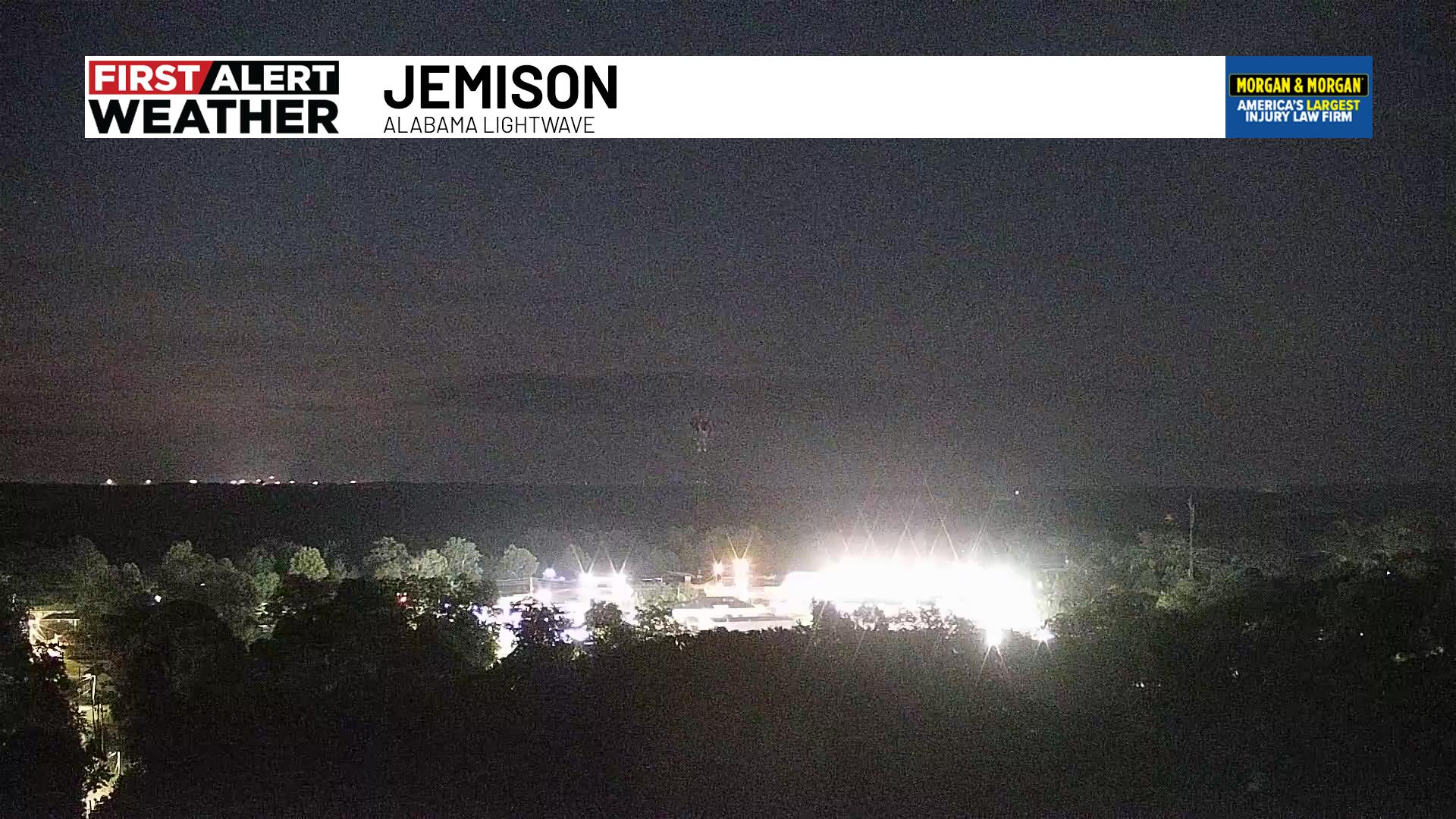 Live frame from the Alabama Lightwave tornado camera in Jemison, partnered with WBRC and Chief Meteorologist Wes Wyatt