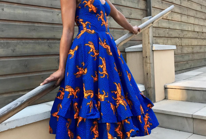 Blue Ankara Evening Dress
