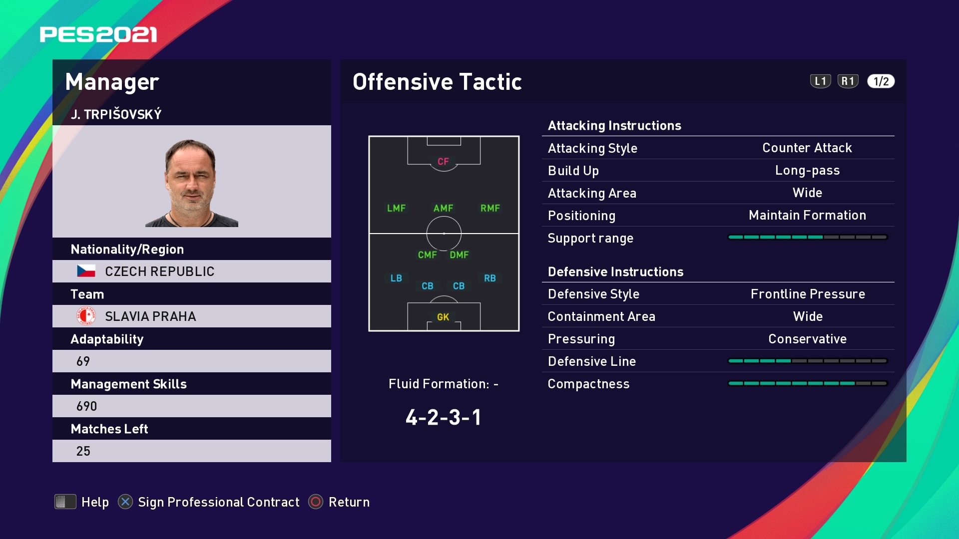 J. Trpišovský (Jindřich Tripišovský) Offensive Tactic in PES 2021 myClub