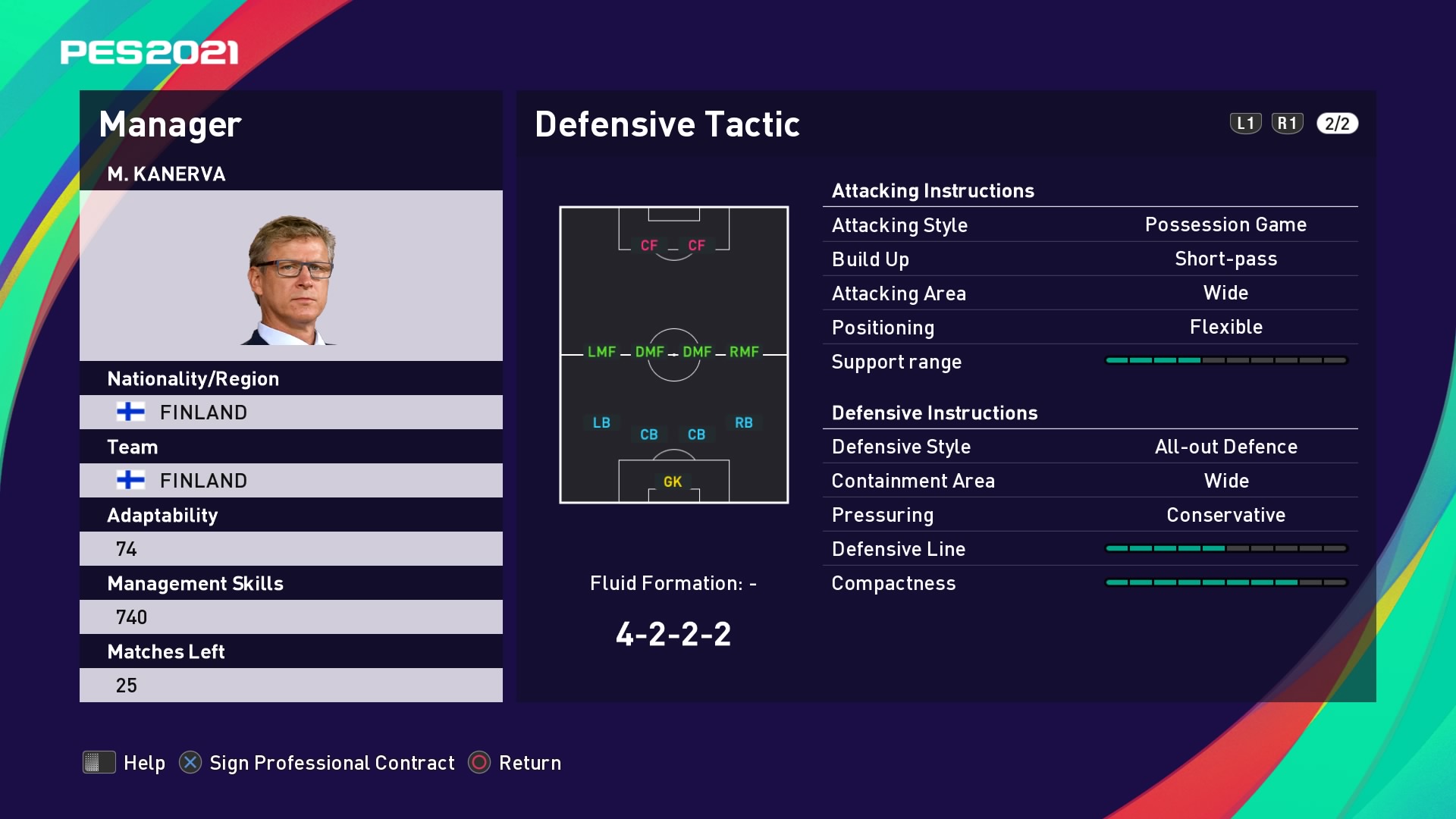 M. Kanerva (Markku Kanerva) Defensive Tactic in PES 2021 myClub