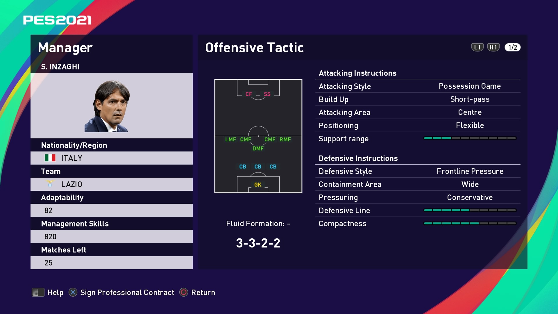 S. Inzaghi (Simone Inzaghi) Offensive Tactic in PES 2021 myClub