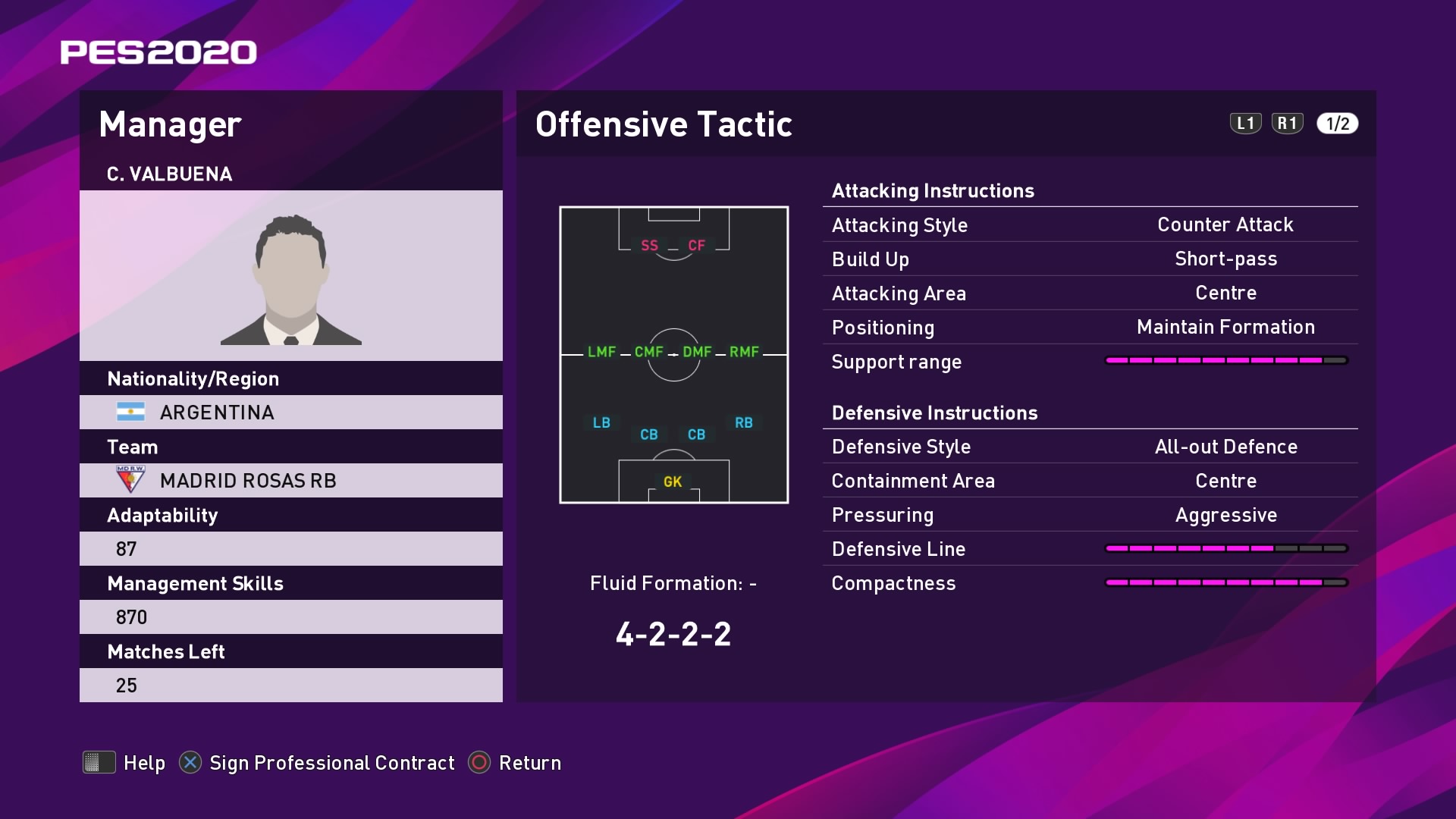 C. Valbuena Offensive Tactic in PES 2020 myClub