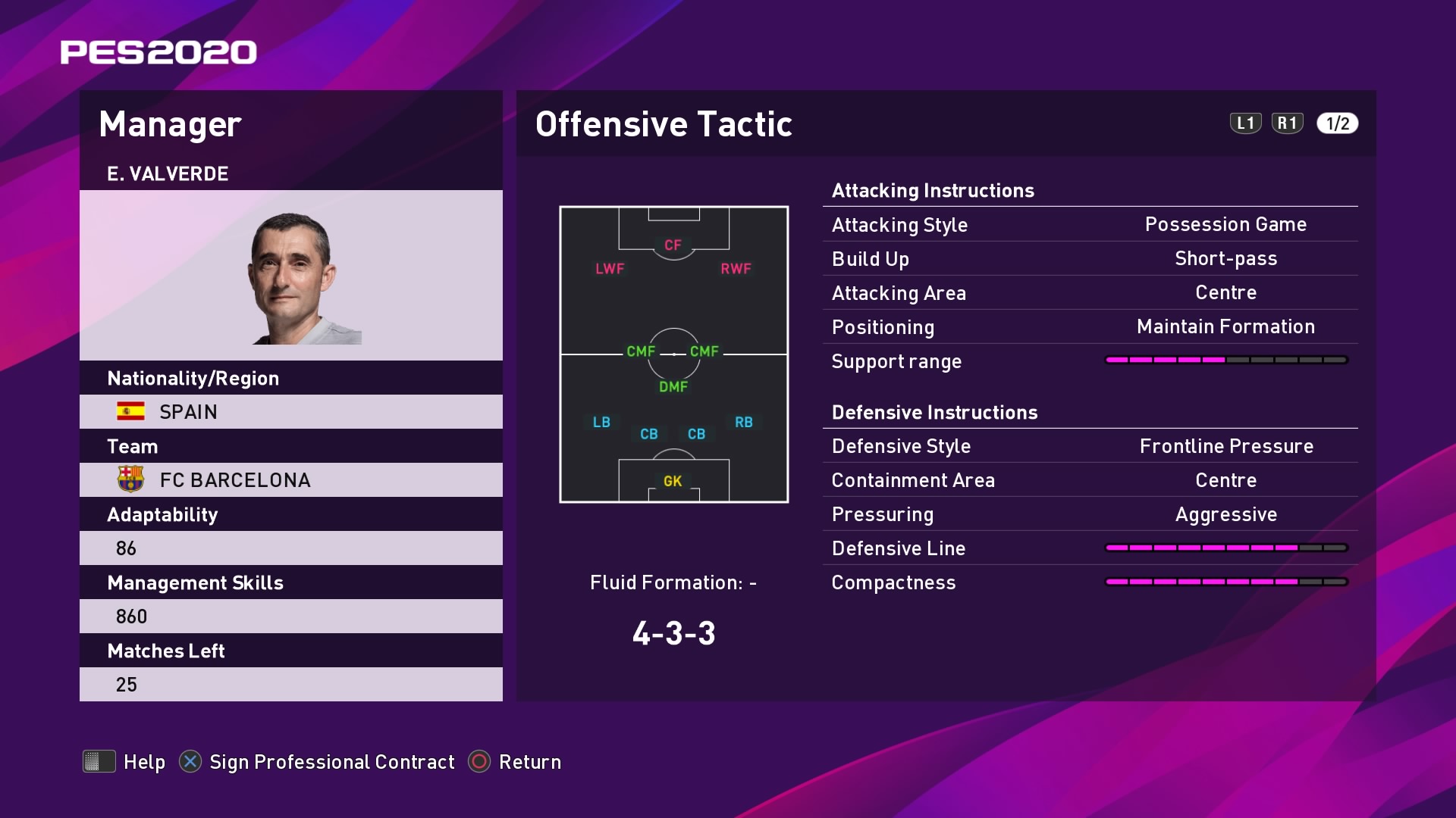E. Valverde (Ernesto Valverde) Offensive Tactic in PES 2020 myClub