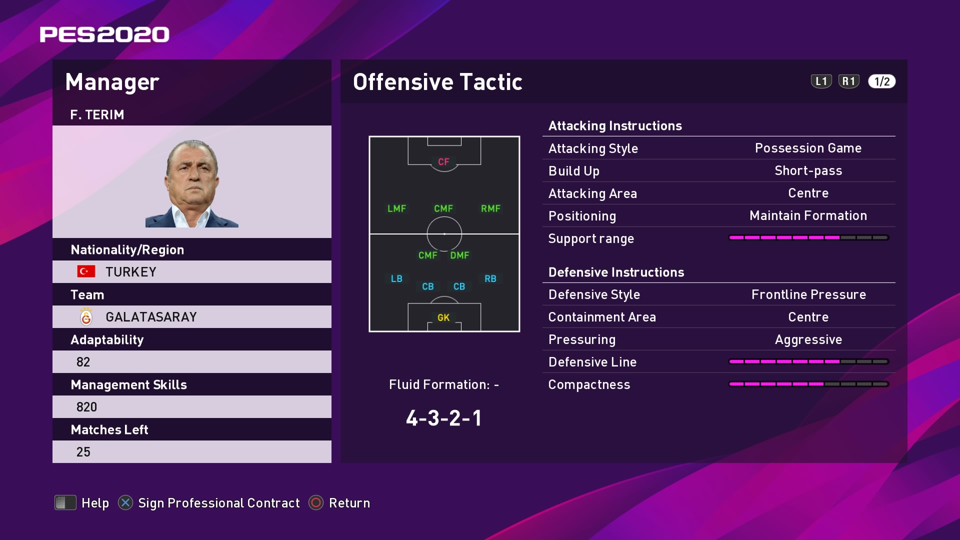 F. Terim (2) (Fatih Terim) Offensive Tactic in PES 2020 myClub