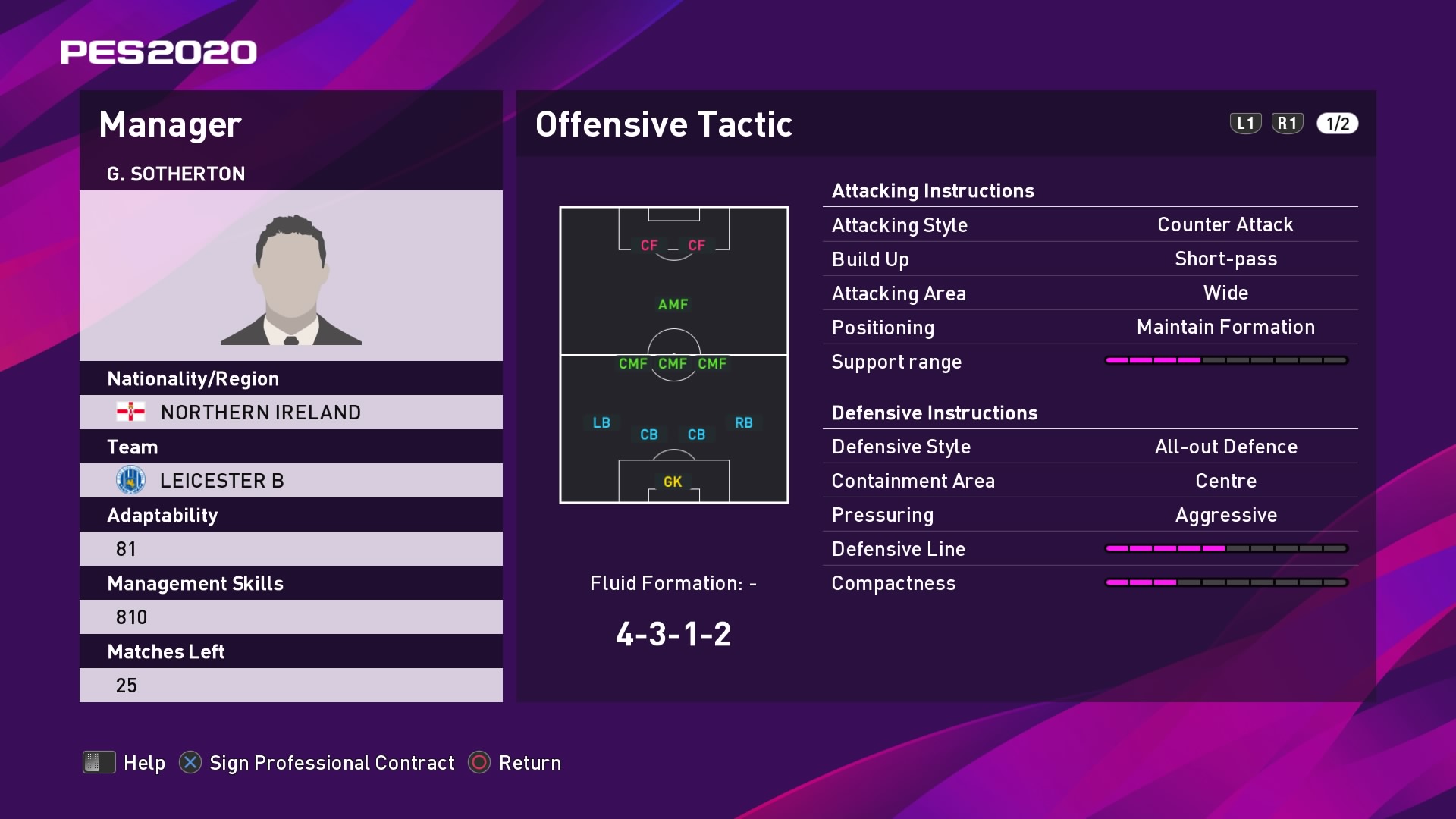 G. Sotherton (Brendan Rodgers) Offensive Tactic in PES 2020 myClub