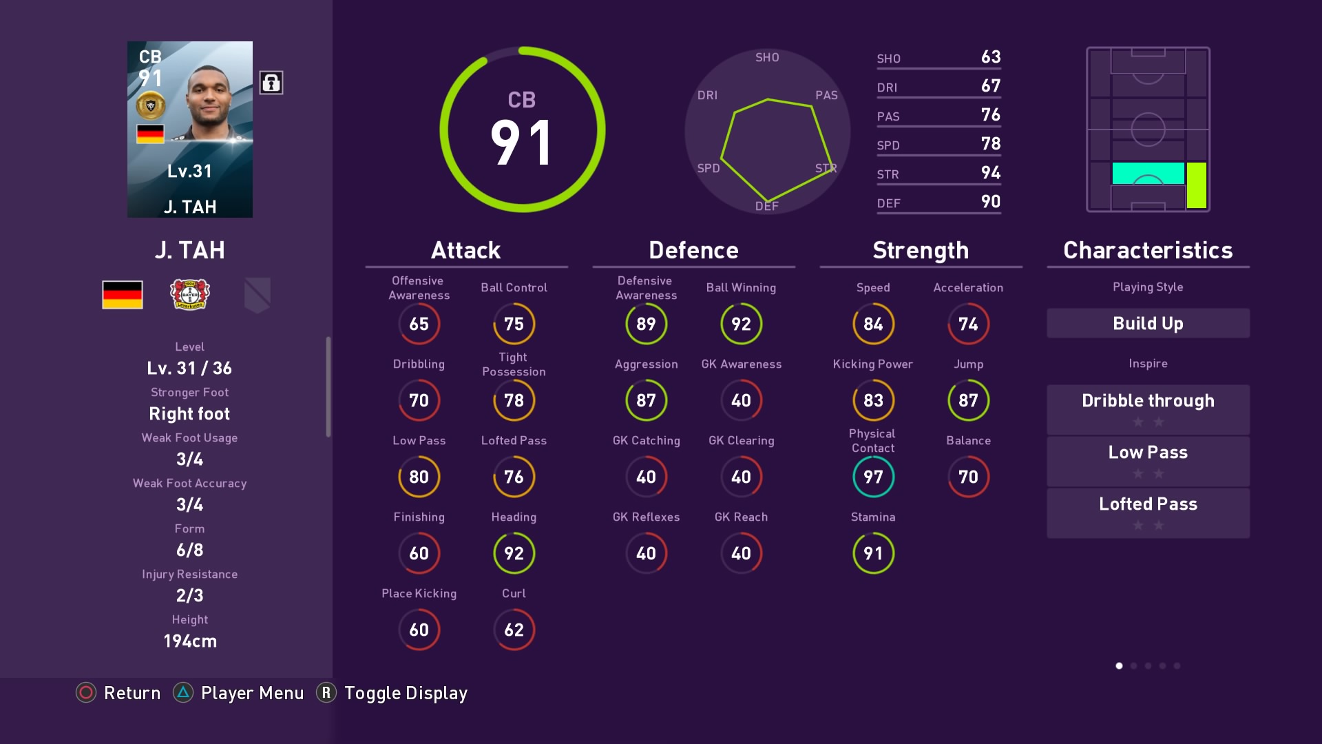 Jonathan Tah in PES 2020 myClub