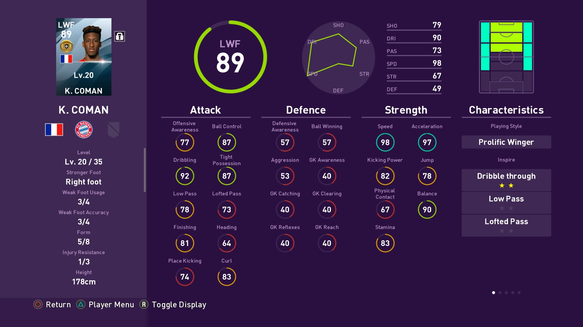 Kingsley Coman in PES 2020 myClub