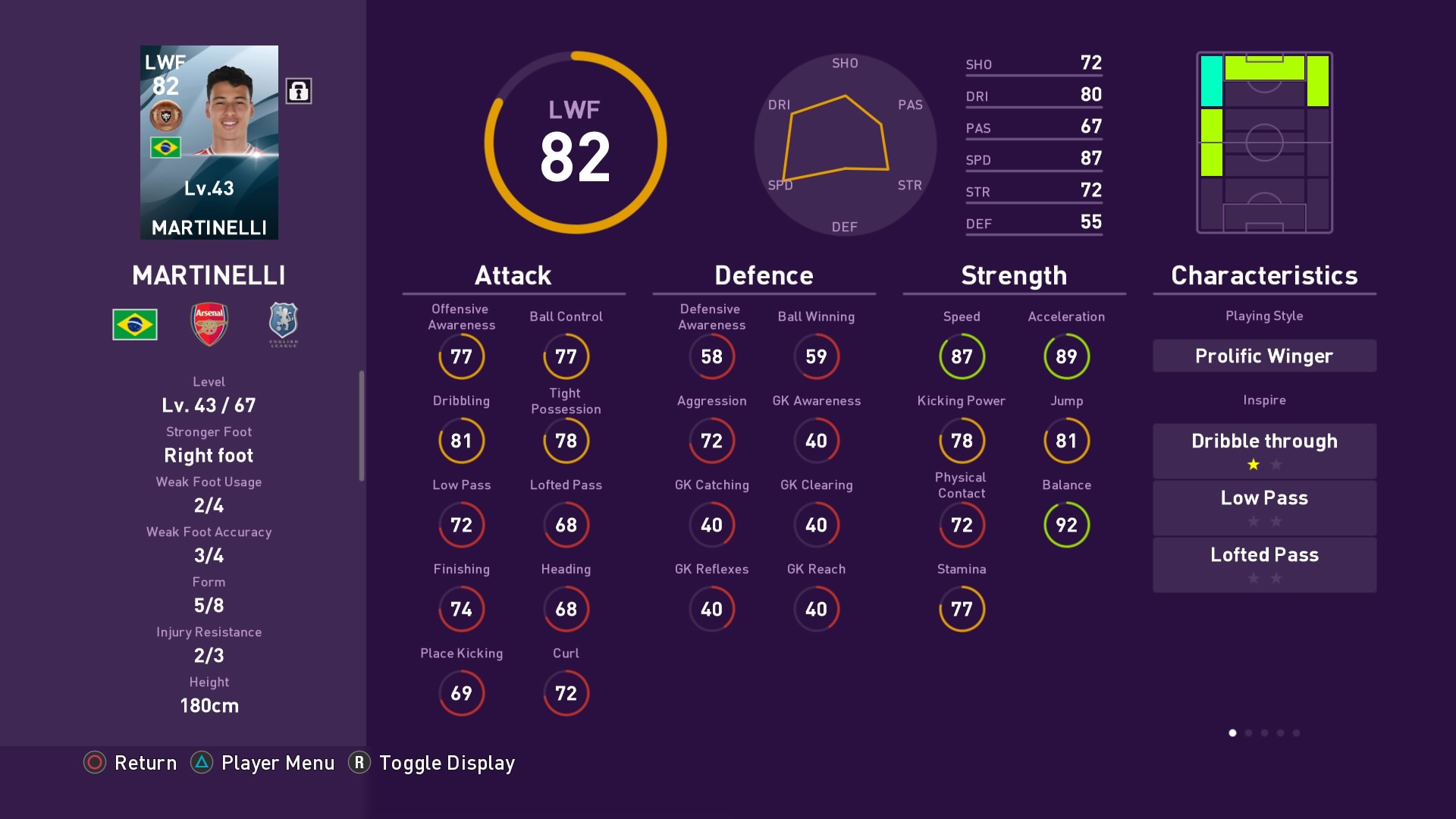 Gabriel Martinelli in PES 2020 myClub