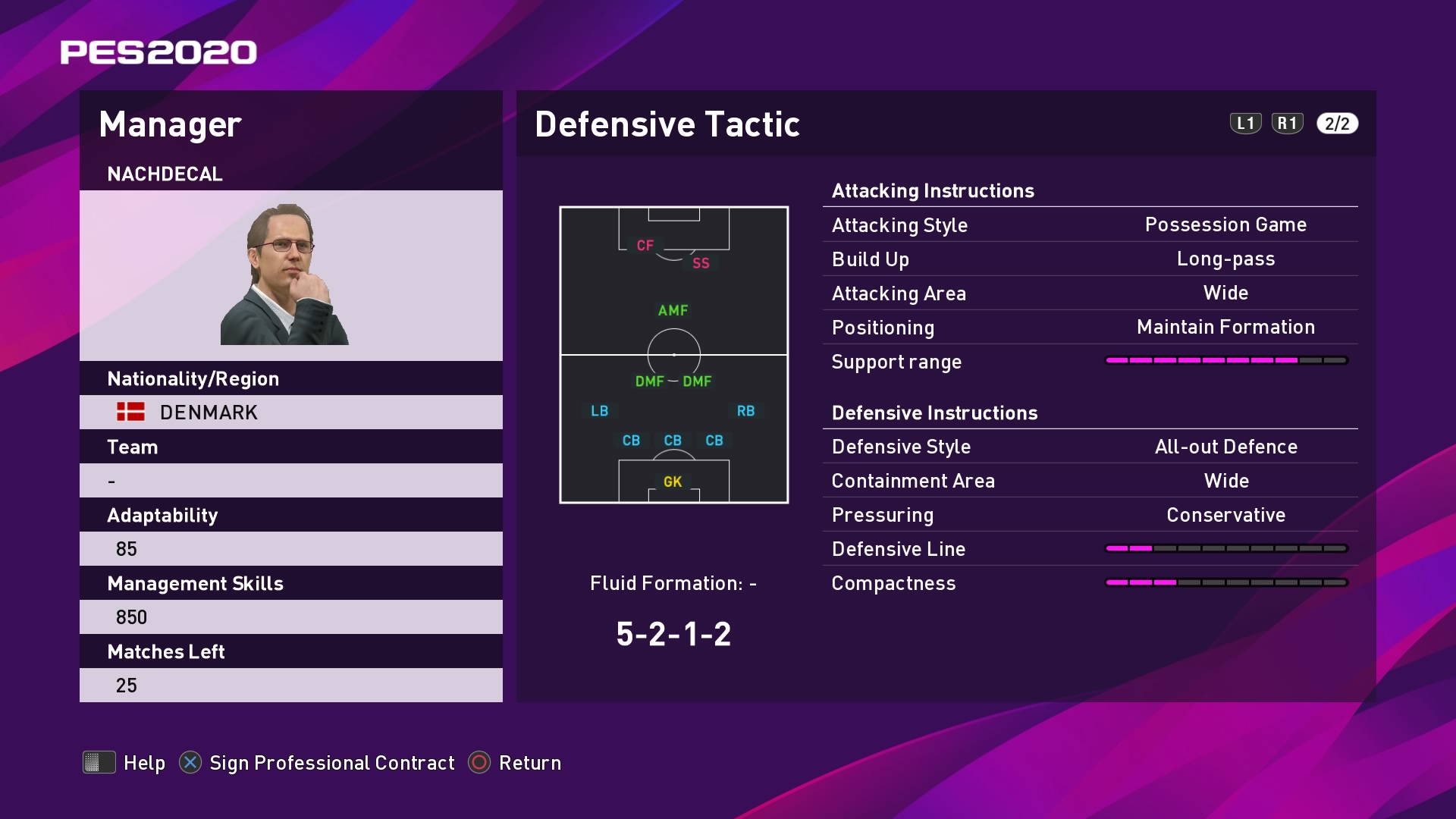 Nachdecal Defensive Tactic in PES 2020 myClub
