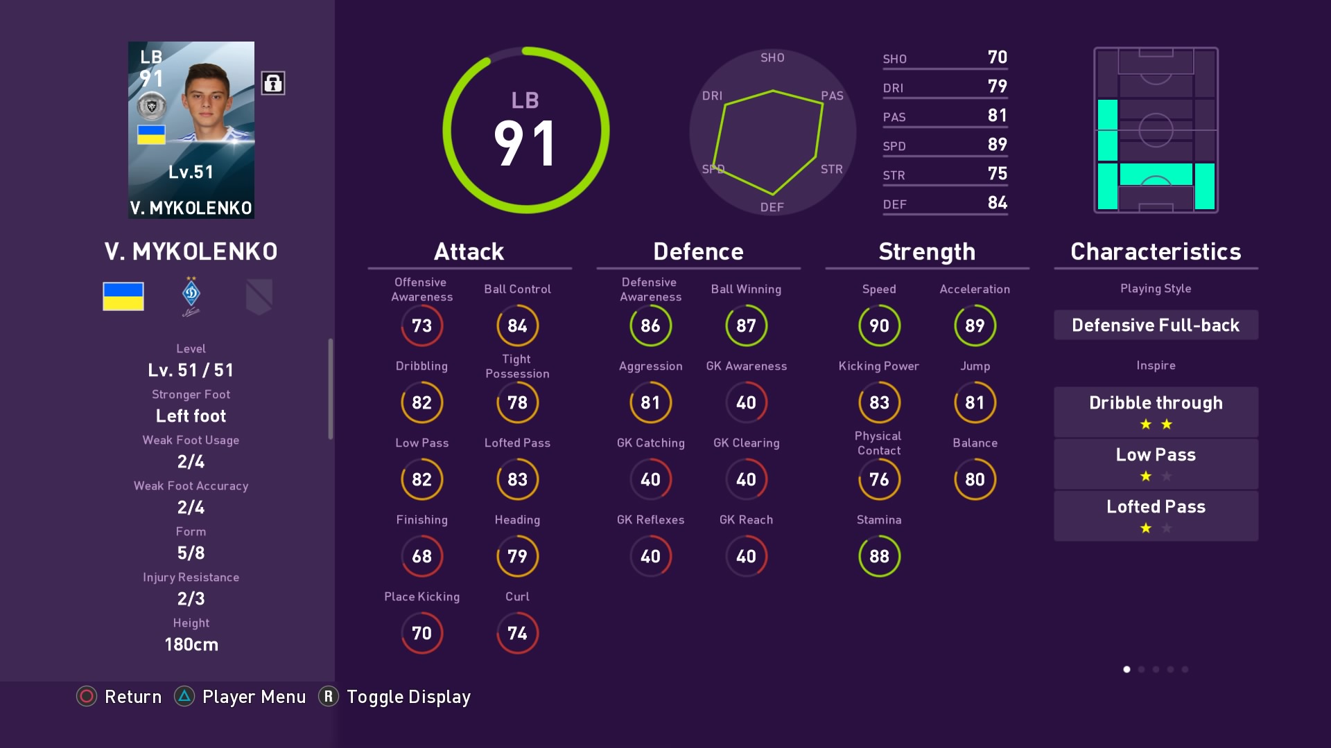 Vitaliy Mykolenko in PES 2020 myClub