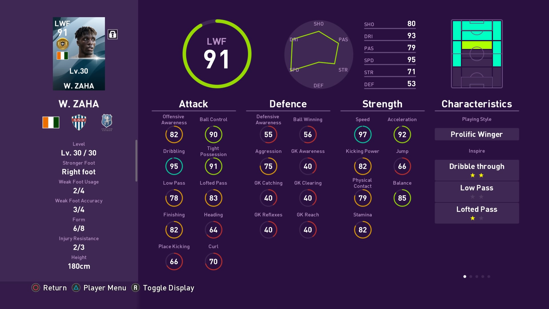 Wilfried Zaha in PES 2020 myClub