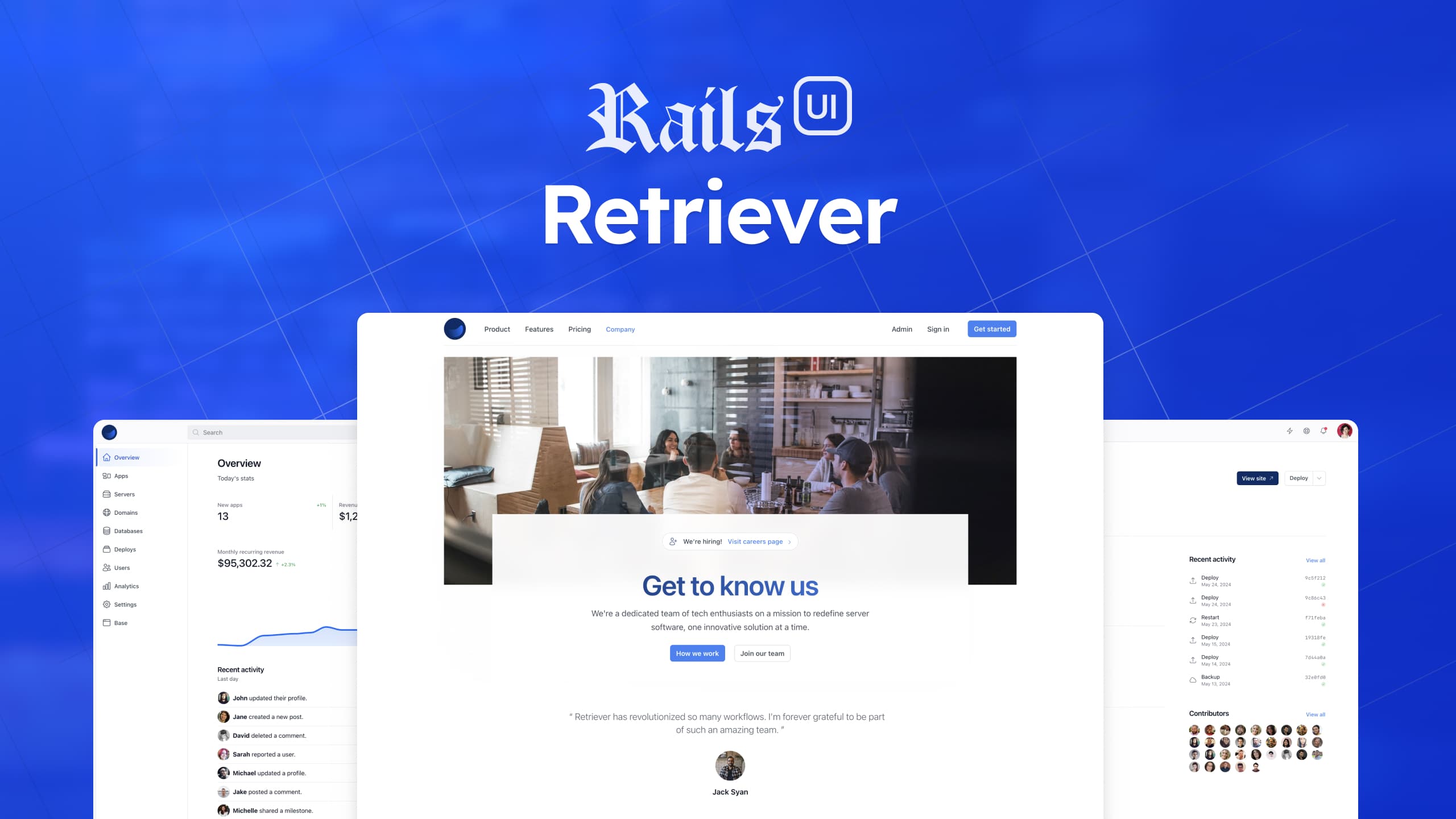 Retriever Rails UI Template preview image