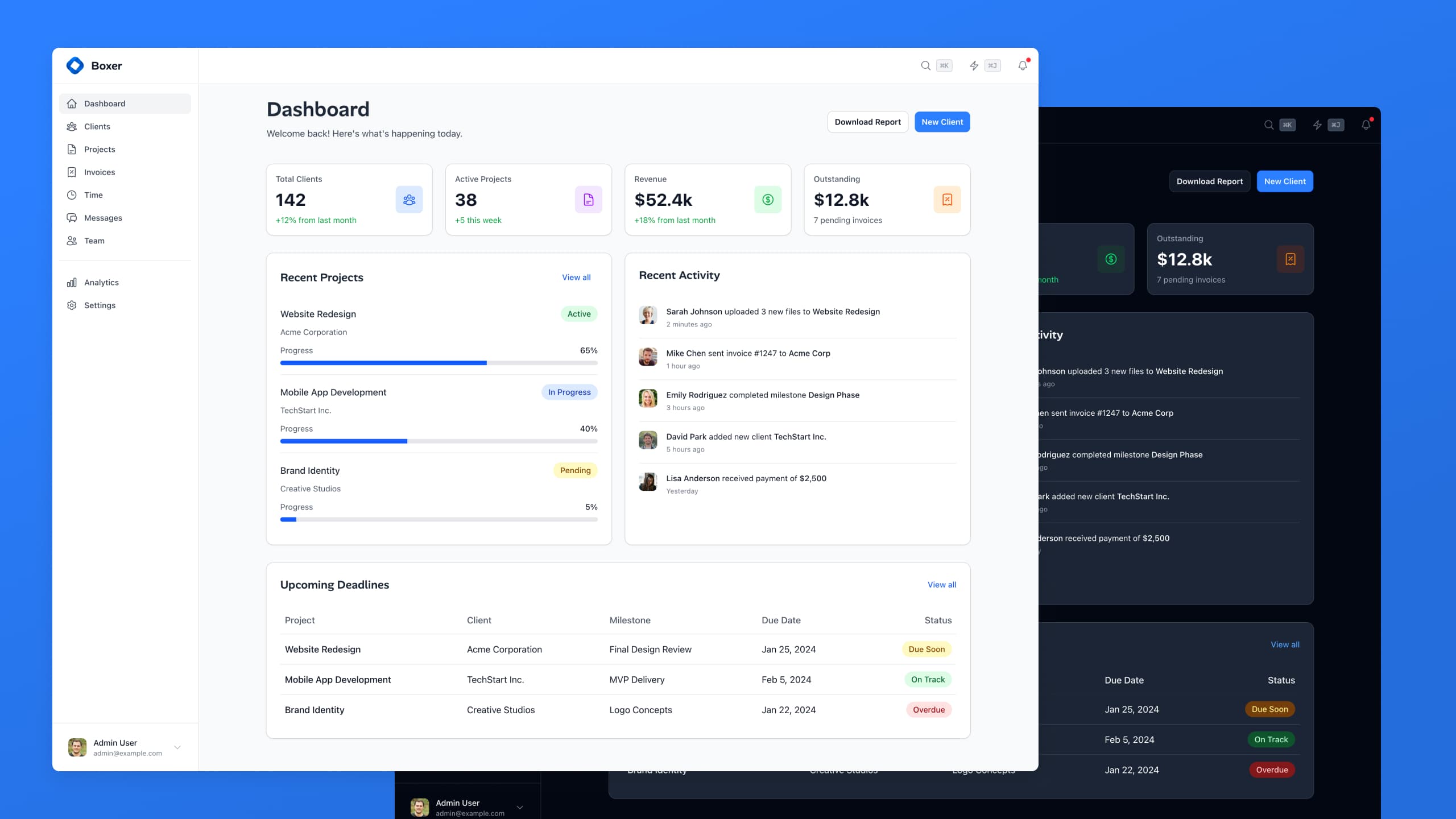 boxer dashboard screenshot