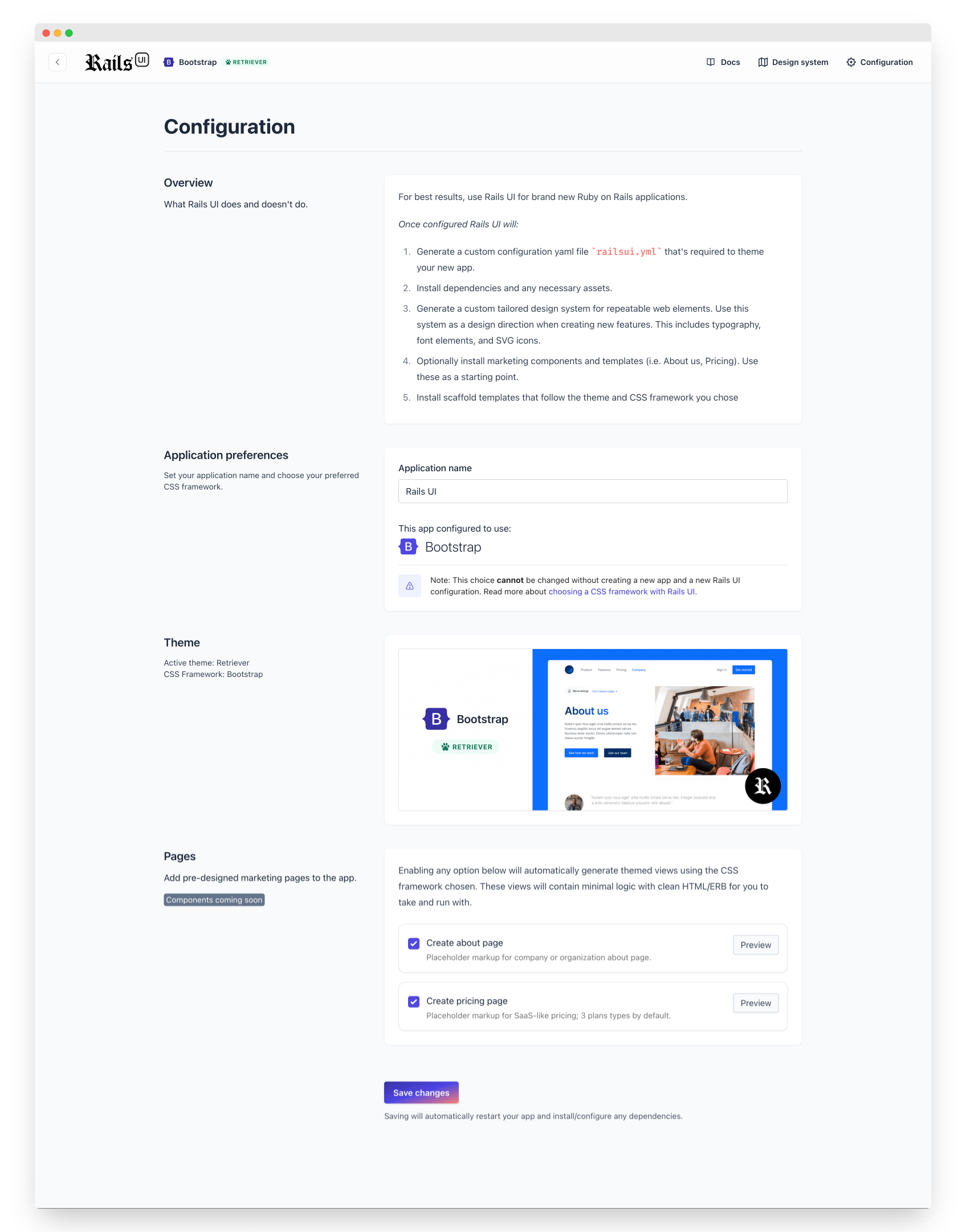 New configuration form design for Rails UI