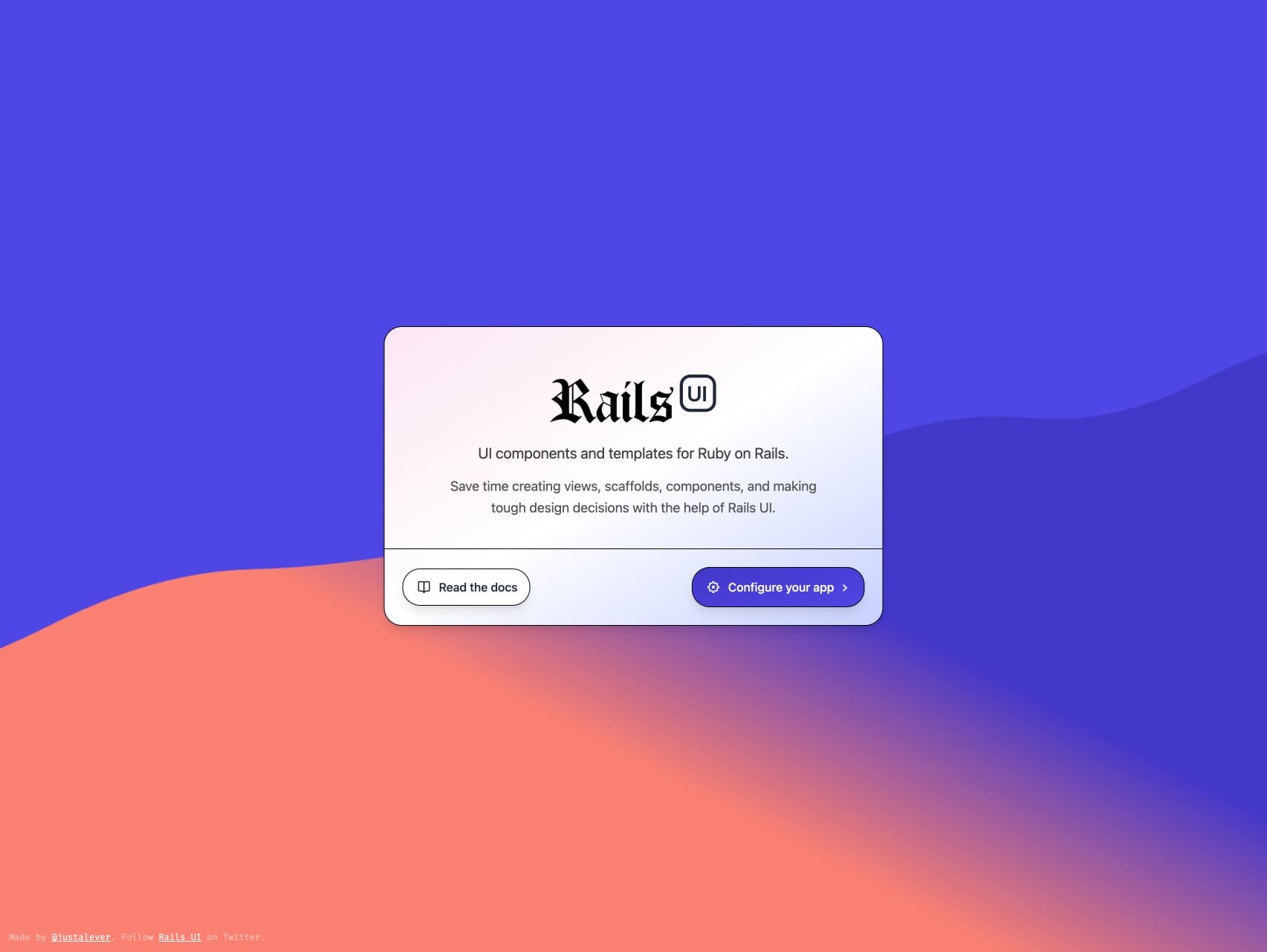 Landing page after installing Rails UI