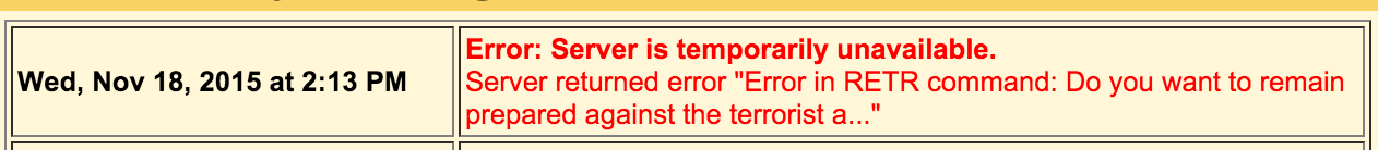 "Error in RETR command: Do you want to remain prepared against the terrorist a..."