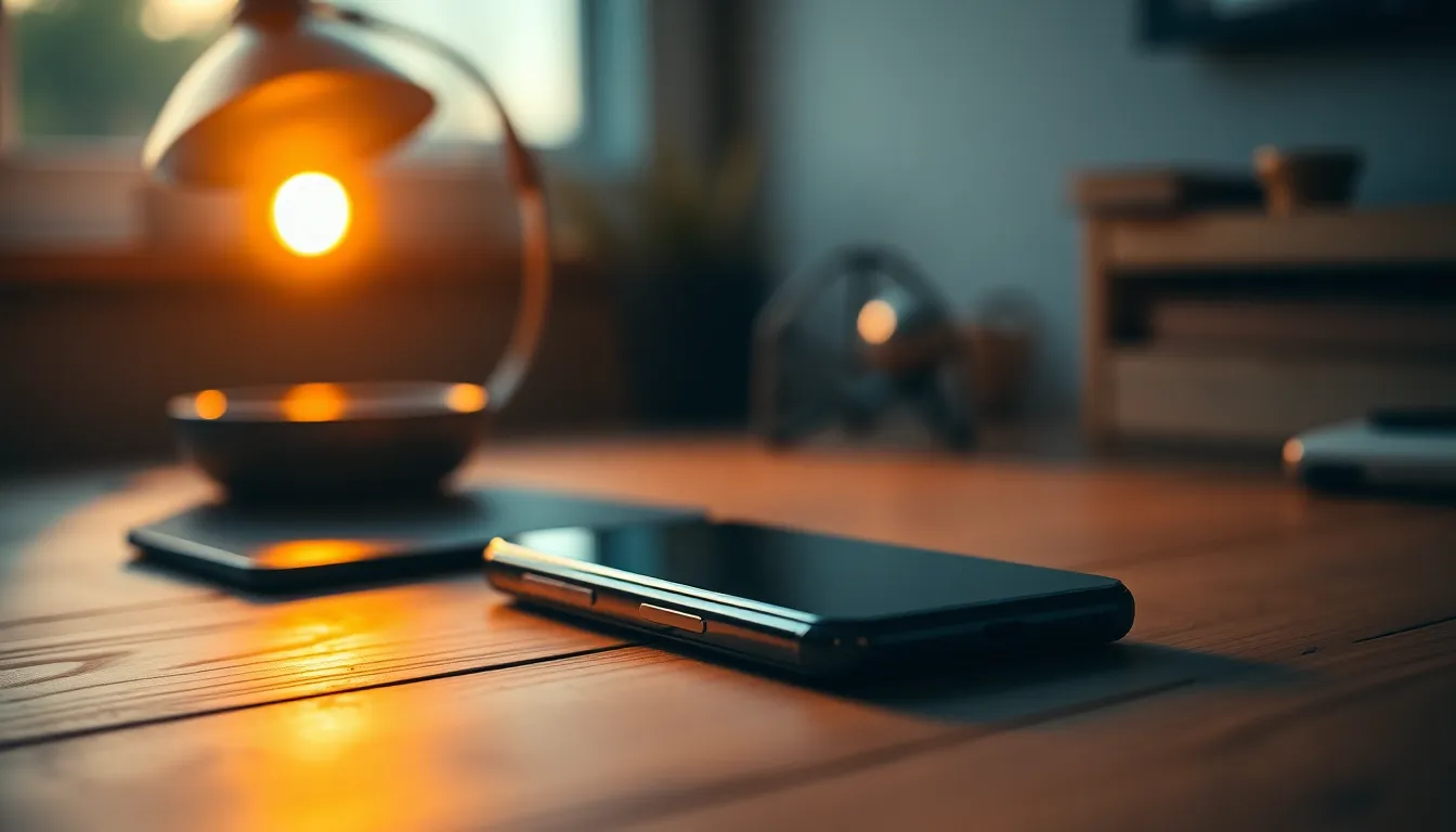 5G Smartphone on a Wooden Desk