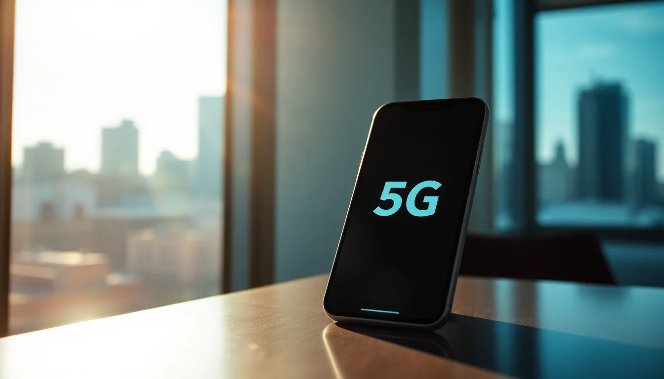 This image captures a stunning urban skyline at twilight, showcasing skyscrapers equipped with state-of-the-art 5G antennas. The scene is bathed in a mix of rich blues and purples, contrasted beautifully with the warm glow of neon city lights. Reflections on the glass facades add depth and intrigue, while the shallow depth of field emphasizes the antennas. This dynamic composition invites viewers to explore the technological advancements of modern cities.