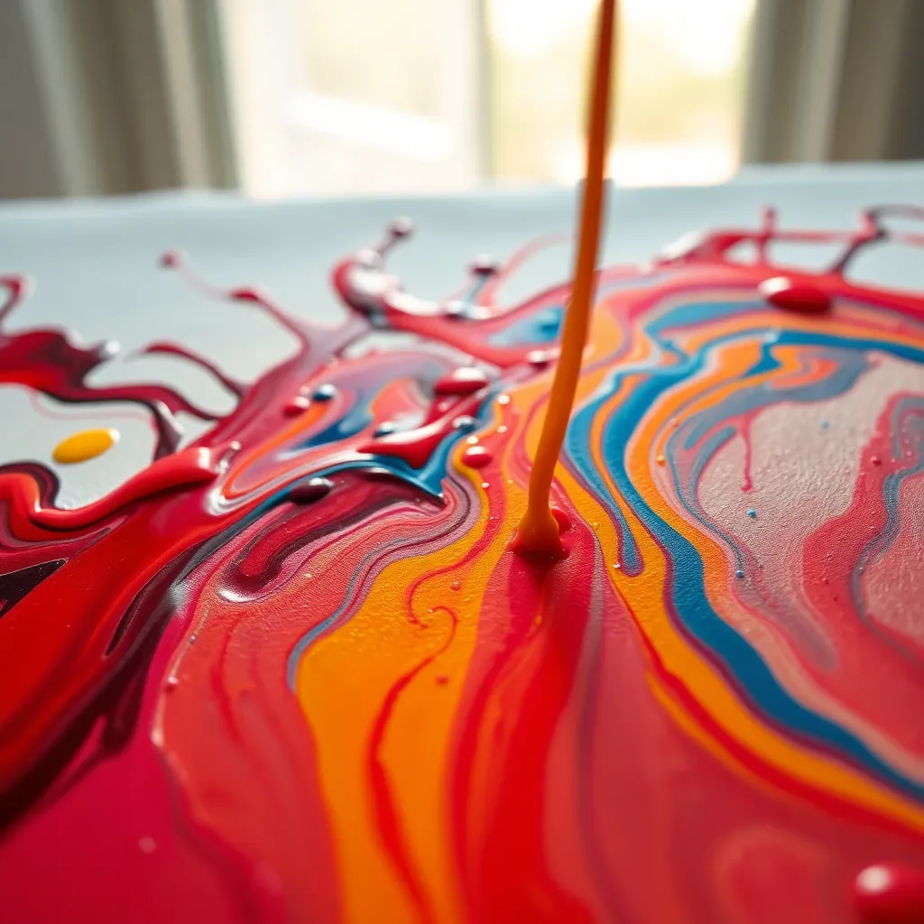Fluid Paint Mixing Abstract Close-Up