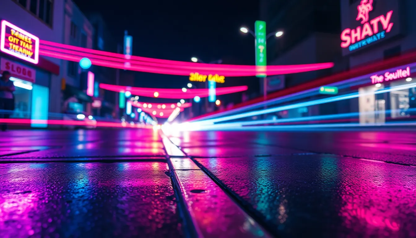 Dynamic Neon Light Trails Abstract